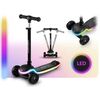 Trotineta de echilibru cu trei roti, ghidon din metal, platformă iluminata cu LED-uri, cu 20 de moduri, inaltimea ghidonului este reglabila, 65–81 cm, usor de pliat, frana de picior, neagra mata, Culoare: Negru deschis-poza 4-Dacenergy.ro