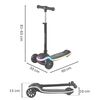 Trotineta de echilibru cu trei roti, ghidon din metal, platformă iluminata cu LED-uri, cu 20 de moduri, inaltimea ghidonului este reglabila, 65–81 cm, usor de pliat, frana de picior, neagra mata, Culoare: Negru deschis-poza 9-Dacenergy.ro