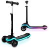 Trotineta de echilibru cu trei roti, ghidon din metal, platformă iluminata cu LED-uri, cu 20 de moduri, inaltimea ghidonului este reglabila, 65–81 cm, usor de pliat, frana de picior, neagra mata, Culoare: Negru deschis-Dacenergy.ro