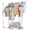 Cuier DacEnergy©, realizat din metal si plastic, constructie solida, doua bare suspendate pentru umerase, un rafturi, 74-172x41x80-157 cm, crom si gri-Dacenergy.ro