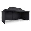 Pavilion de gradina, cu 3 pereti, fabricat din PVC, constructie din otel, acoperisul din PVC 1280D – 100% impermeabil, filtru UV UPF50+, 3 x 6 m, negru-Dacenergy.ro