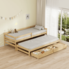 Pat cu pat suplimentar şi spaţiu de depozitare, 90x200, natural, ELARA-poza 3-Dacenergy.ro