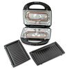 Sandwich maker, 750 W, placi teflonate si neaderente tip grill, indicatoare tip LED pentru functionare, carlig de inchidere, control electronic al temperaturii, negru-poza 2-Dacenergy.ro