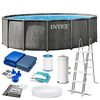 Piscina supraterana cadru metalic rotunda Intex, 457x122 cm, capacitate 16805 litri, pompa filtru cartus 3785 l/h, scara balustrada antiderapanta, prelata protectie, covor sol, liner PVC 3 straturi, asamblare rapida 45 min, Albastru-Dacenergy.ro
