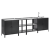 Mobilier de bucătărie de grădină cu 4 piese, chiuvetă, negru, oţel, INES-Dacenergy.ro
