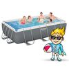 Piscina Supraterana cu Cadru Metalic Bestway, Dreptunghiulara, 404x201x100 cm, 6478 l, 3 Straturi PVC Tritech Intarita Nylon, Pompa Filtrare 2006 l/h 29 W 220V, Scara Siguranta Antiderapanta, Set 11 in 1, Gradina, Albastru Alb-Dacenergy.ro