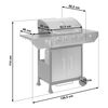 Gratar pe gaz gradina Berdsen, 4+1 arzatoare, grila fonta 62 x 42 cm, capac cu termometru, tava colectare grasime, dulap depozitare, roti transport, 126.5 x 114 x 58.5 cm, gri-poza 2-Dacenergy.ro