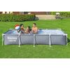 Piscina Supraterana cu Cadru Metalic Bestway, Dreptunghiulara, 366x201x66 cm, 4000 l, Pereti Tritech, Cadru Otel Anticoroziv, Valva Evacuare cu Control Debit, Petec Reparatie Inclus, Gri-poza 3-Dacenergy.ro