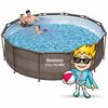 Piscina Supraterana cu Cadru Metalic Bestway, Rotunda, 366x100 cm, 9150 l, Pompa Filtrare 2006 l/h 29 W, Scara Inclusa, Design Ratan, Maro-poza 2-Dacenergy.ro
