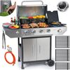 Gratar pe gaz gradina Berdsen, 4+1 arzatoare, grila fonta 62 x 42 cm, capac cu termometru, tava colectare grasime, dulap depozitare, roti transport, 126.5 x 114 x 58.5 cm, gri-poza 3-Dacenergy.ro