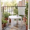 Masuta fixa pentru gradina DacEnergy, plastic, patrata, 64.5 x 64.5 x 44 cm, rezistenta la umezeala, orificiu umbrela, mobilier exterior, alba, Numar persoane	: 2, Culoare: Alb-poza 5-Dacenergy.ro