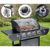 Gratar pe gaz gradina Berdsen, 4+1 arzatoare, grila fonta 62 x 42 cm, capac cu termometru, tava colectare grasime, dulap depozitare, roti transport, 126.5 x 114 x 58.5 cm, gri-poza 7-Dacenergy.ro