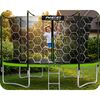 Plasa Protectie Interioara Trambulina Neo-Sport, 374 cm 12ft, 8 Stalpi, Polietilena Rezistenta, Inaltime 180 cm, Intrare Fermoar cu Cleme, Montaj Rapid, Accesoriu Trambulina Gradina, Negru, Diametru: 374 cm-poza 8-Dacenergy.ro