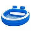 Piscina Gonflabila Bestway Family Pool, 231x219x79 cm, Capacitate 852 L, Rotunda, 3 Inele de Aer, 2 Tetiere si 2 Suporturi Pahar, Bancheta de Confort, PVC Durabil, Supapa Golire Rapida, pentru Copii si Familie, Albastru-Dacenergy.ro