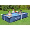 Piscina cu cadru metalic Bestway Steel Pro, supraterana, dreptunghiulara, 1200 l, 221 x 150 x 43 cm, structura Tritech 3 straturi PVC cu plasa de poliester, cadru din otel anticoroziv, valva de golire, fara pompa de filtrare, albastru-poza 7-Dacenergy.ro