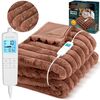 Patura electrica dubla Berdsen pentru 2 persoane, 180x160 cm, 160 W, 10 trepte temperatura 30-45 grade C, timer 1-10 h cu oprire automata, controler LCD iluminat, material plusat 550 g/mp, dublu fata, cablu detasabil 246 cm, lavabila in masina, Maro-poza 13-Dacenergy.ro