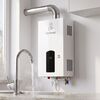 Incalzitor instant de apa pe GPL DacEnergy, boiler fara rezervor cu tiraj fortat, panou tactil si afisaj digital, reglare 35-65 grade, montaj pe perete, kit evacuare si para de dus incluse, alimentare 220V, 14 l/min, 28 kW, alb, Tip alimentare	: GPL, Capacitate: 14 l-poza 11-Dacenergy.ro