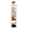 Raft pentru incaltaminte DacEnergy©, realizata din MDF si bambus, 7 rafturi, 30,5x29x109 cm, alb si natural-poza 9-Dacenergy.ro
