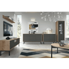 Comoda TV DacEnergy©, realizat din PAL melaminat, lemn masiv si canturi ABS, finisaj stejar jackson hickory si grafit, usile cu sistem tactil PUSH UP, 154x57x39 cm-poza 2-Dacenergy.ro