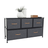 Comoda DacEnergy©, constructie metalica, 5 sertare de panza, 100 x 55 x 30 cm, negru si gri inchis-poza 6-Dacenergy.ro