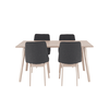 Set de bucatarie DacEnergy©, realizat din MDF si lemn, masa fixa, 4 scaune, cu spatar, 150x90x73 cm, finisaj fag deschis si gri-poza 4-Dacenergy.ro
