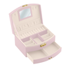 Cutie de bijuterii DacEnergy©, piele ecologica, maner de transport, oglinda, loc inele, spatiu cercei, cheita, 20,5x 13,5x 10,5 cm, roz, Culoare: Roz-poza 3-Dacenergy.ro