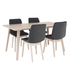 Set de bucatarie DacEnergy©, realizat din MDF si lemn, masa fixa, 4 scaune, cu spatar, 150x90x73 cm, finisaj fag deschis si gri-Dacenergy.ro