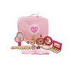 Set trusa de machiaj DacEnergy©, din lemn non-toxic, pentru feteite, 11 piese,  21.5 x 16 x 6 cm, roz-Dacenergy.ro