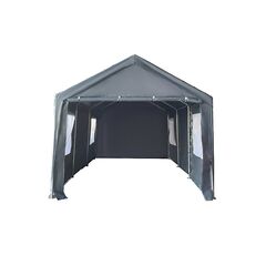 Pavilion multifunctional tip garaj DacEnergy©, depozitare, evenimente, cu ferestre, ambele capete detasabile, cadru metalic din otel, prelata rezistenta, utilizare in fiecare sezon, 3 x 6 x 2.75 m, Forma	: Dreptunghi, Culoare: Gri, Latime: 3 m-Dacenergy.ro