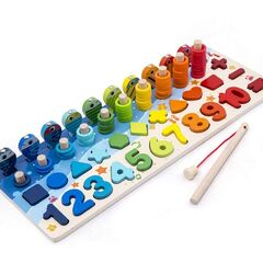 Set de numarare si pescuit cu forme DacEnergy©, placa inteligenta educationala, o tabla, 88 bucati de piese, o undita magnetica, 42 x 15 x 7 cm, in nuante de curcubeu, Culoare: Curcubeu, Interese: Invatare-Dacenergy.ro