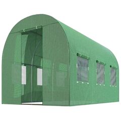 Solar gradina DacEnergy©, profile din otel, zincate, 25x07 mm, intrare cu fermoar, 6 ferestre cu plasa de tantari, 2x3m, 6m2, verde-Dacenergy.ro