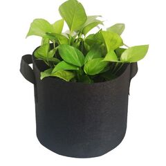 Ghiveci din pasla netesuta DacEnergy©, pentru plante de gradina, legume, flori, ierburi, fructe, plantare, de forma rotunda, cu maner, 20 l, diamentru 30 cm, gri antracit, Diametru: 30 cm-Dacenergy.ro