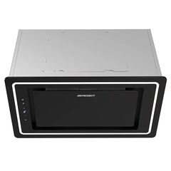 Hota de bucatarie, incorporabila, din otel inoxidabil, 100 W, 432 m3/h, o banda LED de 5 W, control cu butoane sau telecomanda, clasa energetica A+, 52 cm, negru-Dacenergy.ro