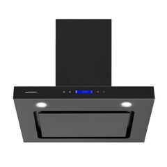 Hota de bucatarie, decorativa, din otel inoxidabil, 160 W, 510 m3/h, clasa energetica C, iluminare LED, 3 trepte de viteze, 60 cm, cu buton soft touch, neagra-Dacenergy.ro