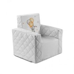 Fotoliu pentru copii DacEnergy©, 100% bumbac matlasat, fara margini dure, imprimeu iepure, 45 x 35 x 41 cm, gri, Culoare: Gri-Dacenergy.ro