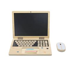Laptop din lemn DacEnergy©, incurajeaza creativitatea, invatarea si jocul imaginativ, tabla magnetica, cu litere, numere si creta, 29x 22x 2 cm, natur-Dacenergy.ro