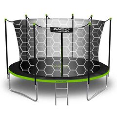 ​Trambulina de gradina , plasa de siguranta interioara, stalpi metalici, picioare duble, stabile in forma de U, fermoar si catarama, 374 cm, negru si verde, Culoare: Verde, Negru,  Diametru: 374 cm-Dacenergy.ro