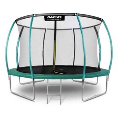 ​Trambulina de gradina , stalpi metalici profilat, plasa de siguranta interioara, arcuri zincate, intrare in forma de L, 374 cm, Culoare: Verde,  Diametru: 374 cm-Dacenergy.ro