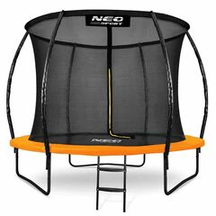 Trambulina de gradina , 3 picioare duble, plasa interioara, scara metalica cu trepe largi, covor durabil, impermeabil, 252 cm, Culoare: Portocaliu, Negru,  Diametru: 252 cm-Dacenergy.ro