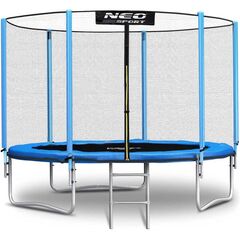 Trambulina de gradina , stalpi metalici, plasa de siguranta exterioara, intrarea se inchide cu fermoar si catarama, 252 cm, albastru, Culoare: Albastru,  Diametru: 252 cm-Dacenergy.ro