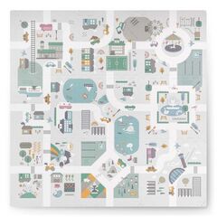 Covoras puzzle, din spuma EVA inodora, izoleaza perfect, anti-alunecare, pliabil, imprimeu oras, 9 bucati, gri, 105 x 105 cm-Dacenergy.ro