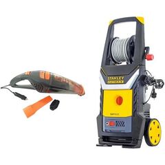 ​Aparat de spalat cu presiune, 2000 W, debit maxim 440 l/h, 140 bari, lungime furtun 8 m, negru si galben + aspirator auto-Dacenergy.ro