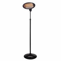 Incalzitor terasa electric, realizat din otel si plastic, IP34, 3 trepte, 2000 W, baza rotunda, comutator On / Off, negru-Dacenergy.ro