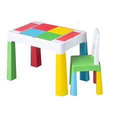 Set masuta cu scaun DacEnergy©, fabricat din plastic, doua dispozitive pe margini, 73x47x49 cm, multicolor-Dacenergy.ro