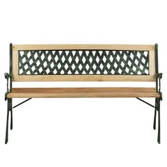 ​Banca de gradina , cadru din otel, lemn de plop, cu spatar, 124x74x43 cm, natur, Numar locuri	: 3, Culoare: natur, Lungime: 124 cm-Dacenergy.ro