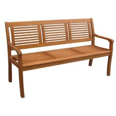 ​Banca de gradina , fabricata din lemn de eucalipt, cu brate si spatar, 3 persoane, 157.5 x 61.5 x 89.5 cm, natur, Numar locuri	: 3, Culoare: Bej, Maro-Dacenergy.ro