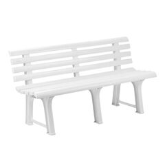 ​Banca de gradina, fabricata din plastic, cu spatar, 145 x 49 x 74 cm, alba, Numar locuri	: 3, Culoare: Alb-Dacenergy.ro