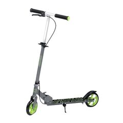 ​Trotineta copii, ghidon din fier, reglabil, 64.5-84.6 cm, roti din cauciuc PU, frana de mana si frana de picior, 3-8 ani, gri si verde, Culoare: Verde, Gri-Dacenergy.ro