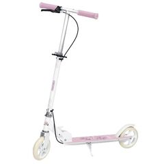 ​Trotineta copii, ghidon din fier, reglabil, 64.5-84.6 cm, roti din cauciuc PU, frana de mana si frana de picior, 3-8 ani, imprimeu de balerina, roz si alb, Culoare: Roz, Alb-Dacenergy.ro