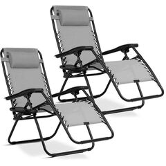 ​Set 2 sezlonguri de gradina pliabile cu perna DacEnergy©, cadru din otel, material textilen impermeabil si rezistent la UV, reglarea nivelului de inclinare in 3 nivele, 110 x 102 x 60 cm, gri, Continut pachet	: 2 x Sezlong, Culoare: Gri-Dacenergy.ro